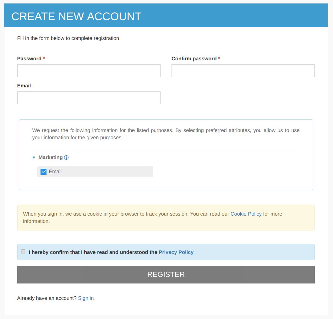 Show consents during signup
